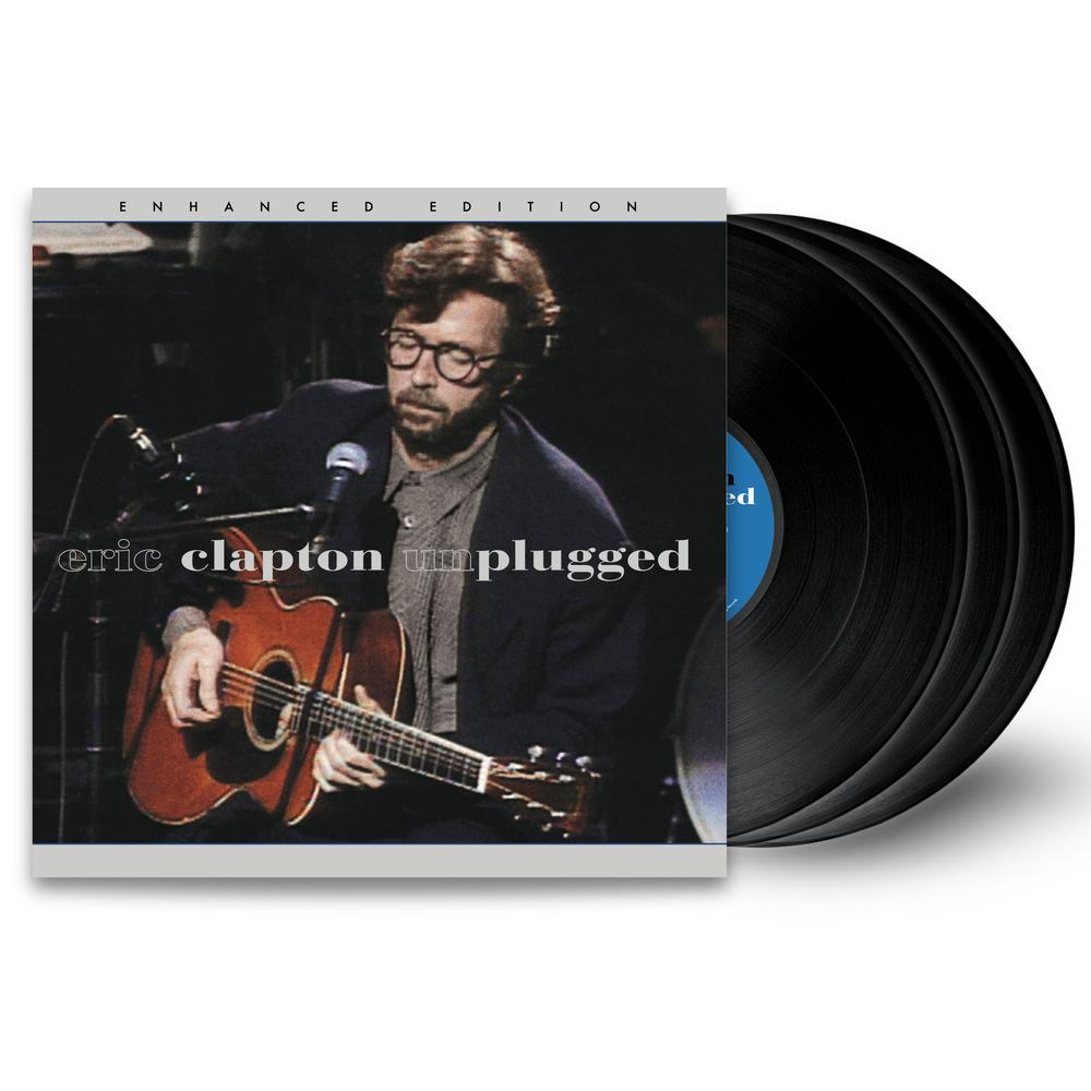 Eric Clapton Unplugged Enhanced Edition 3LP vinyl sealed box set cover with artist portrait and tracklist details