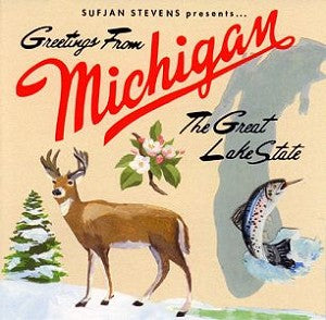 Sufjan Stevens Michigan deluxe 2LP gatefold vinyl cover with lake-themed artwork and Asthmatic Kitty logo
