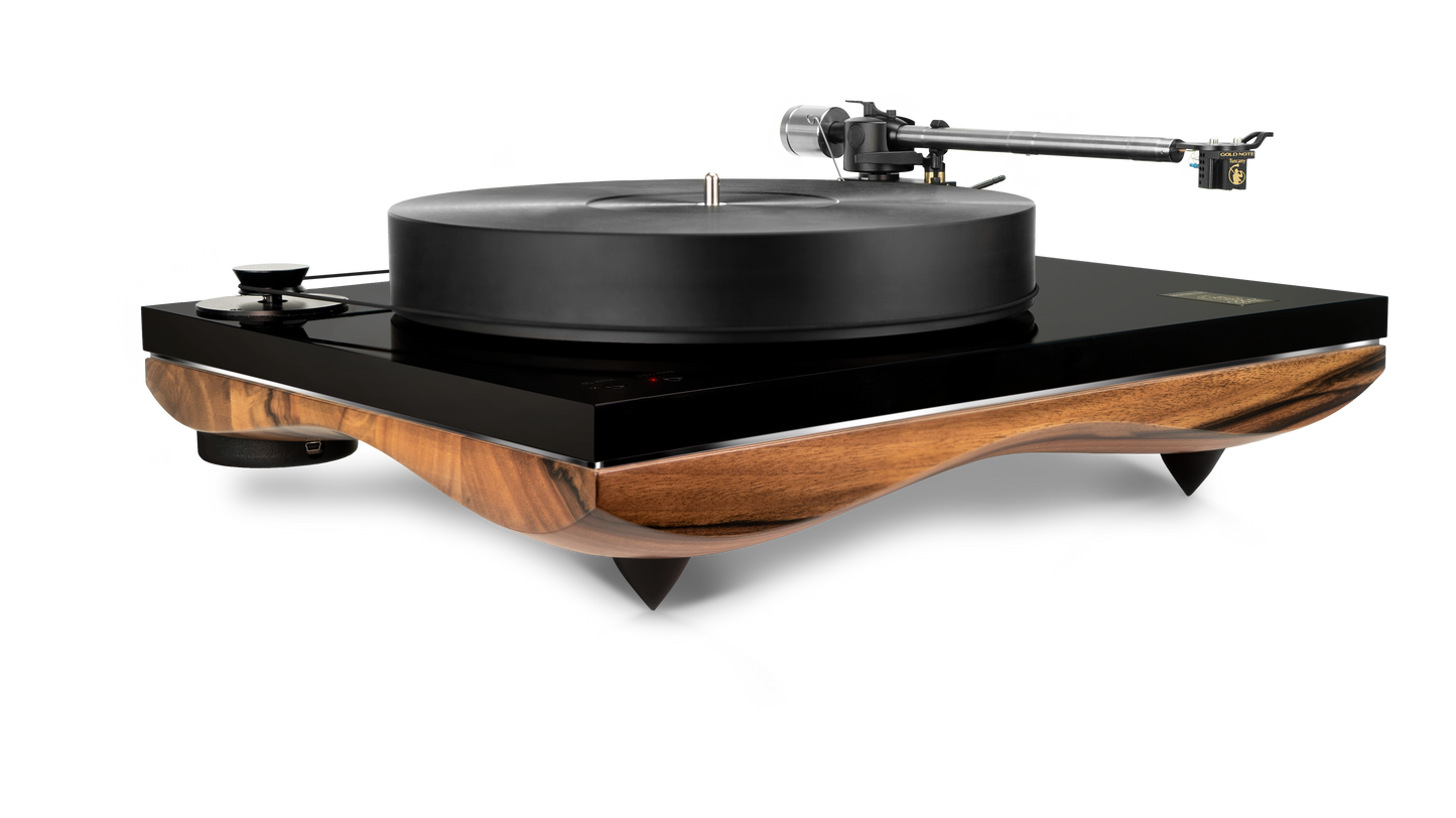 Mediterraneo Walnut Turntable with 60mm Catenary walnut plinth 45mm POM platter Gold Note B-7 tonearm PST-1 PSU