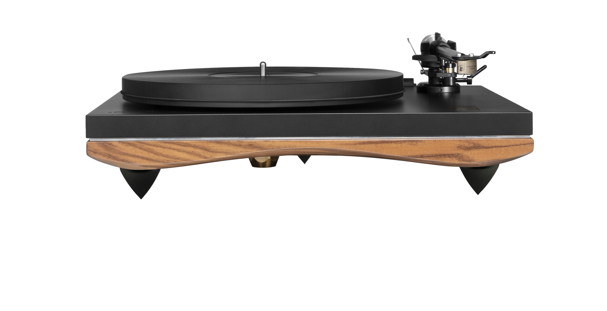 Pianosa Walnut Turntable with walnut plinth black lacquer upper plinth acrylic dust cover and Gold Note B-5.1 tonearm