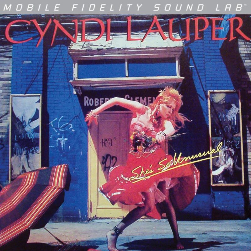 Cyndi Lauper She's So Unusual MoFi Silver Label numbered vinyl LP front cover art with Mobile Fidelity silver label
