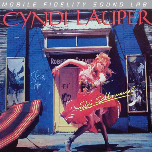 Cyndi Lauper She's So Unusual MoFi Silver Label numbered vinyl LP front cover art with Mobile Fidelity silver label